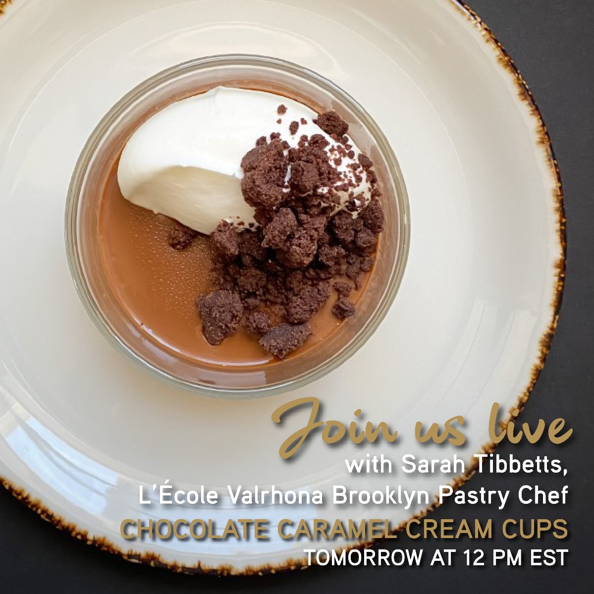 Announcing IG live with Sarah – Chocolate Cream Cups with Streusel
