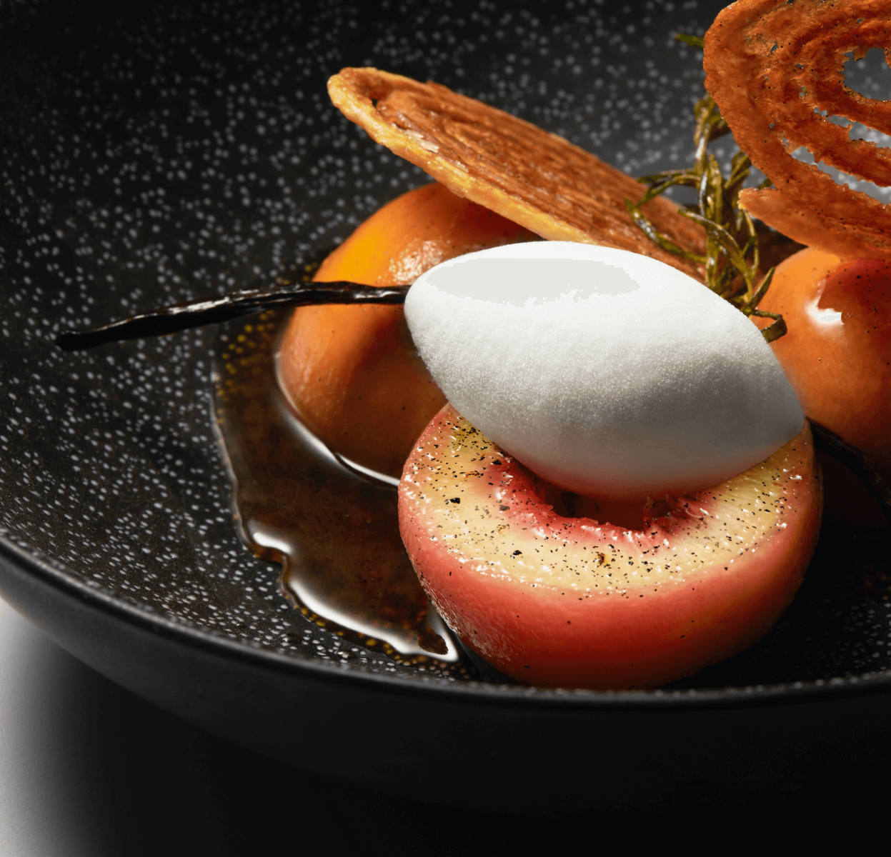 Norohy Roasted Peaches with Sweet Almond Ice Cream Recipe