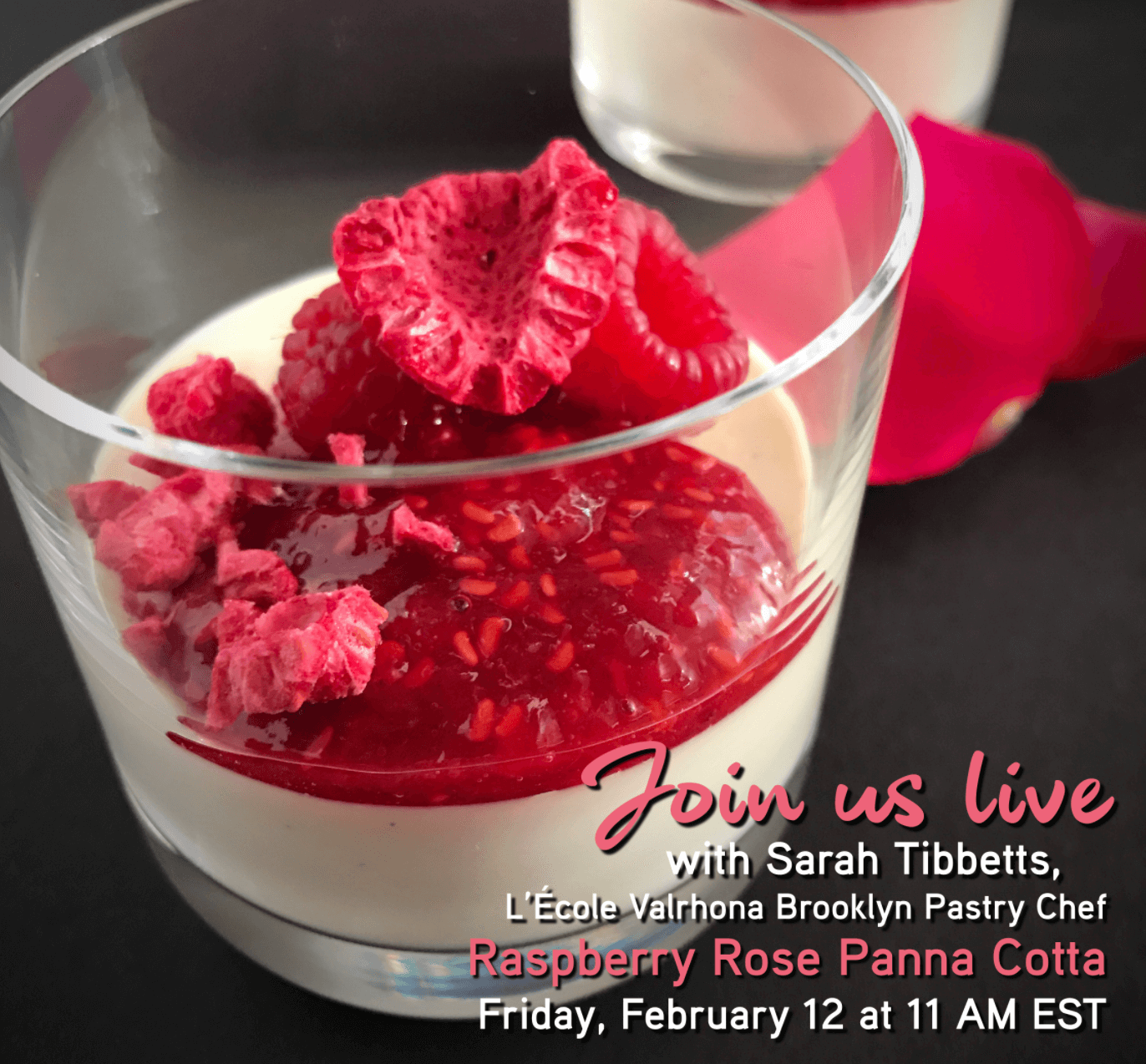 Announcing IG Live: Raspberry Rose Panna Cotta