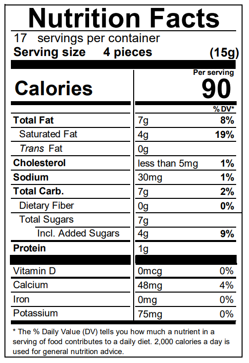 Nutrition facts Dulcey 250g